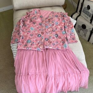 Floral Pink Jacket and Sharara set
